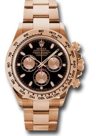 Replica Rolex Everose Gold Cosmograph Daytona 40 Watch 116505 Black Index Dial